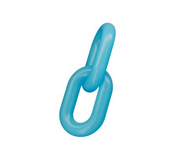 3D Mavi zincir halka simgesi, parlak bir bitiş ile bağlantı ve birliği sembolize ediyor. 3d illüstrasyon