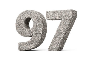 Doksan yedi numara, kaya parçalarından ya da beyaz arkaplandaki mezar taşlarından yapılmış 97 basamak.