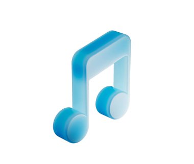 Pürüzsüz çift titreşimli ve yumuşak parıltılı 3D mavi nota simgesi, 3D Illustration.