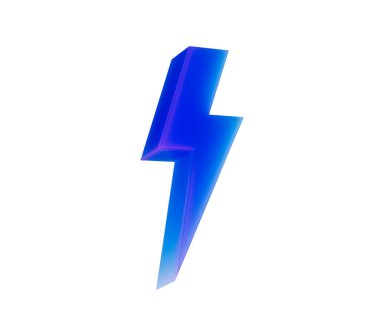 Pürüzsüz, modern ve heyecan verici görünümlü parıldayan bir 3D yıldırım simgesi. 3d illüstrasyon