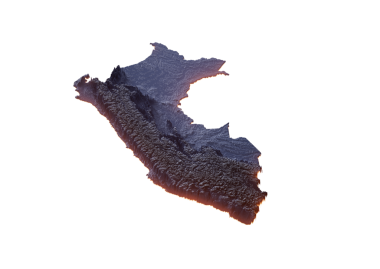 Aydınlatılmış Peru Veri Haritası Coğrafi Özellikleri Vurguluyor Neon Işıklı 3B Görüntü