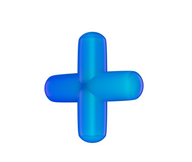 3 boyutlu mavi artı işareti, parlak, eğimli, pürüzsüz kenarlı, yuvarlak kenarlı. 3B Görüntü