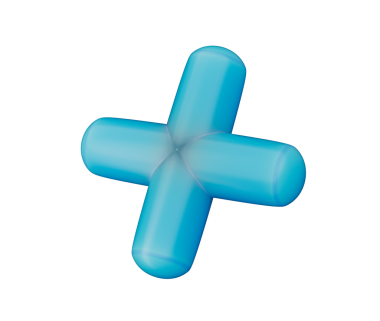 Pürüzsüz, yuvarlak kenarlı, parlak bir kapağı olan 3D mavi artı işareti. 3B Görüntü