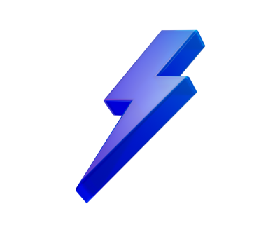 Pürüzsüz, modern ve heyecan verici görünümlü parıldayan bir 3D yıldırım simgesi. 3d illüstrasyon