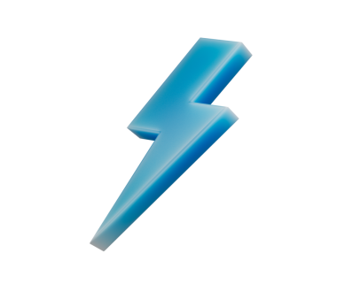 Pürüzsüz, modern ve heyecan verici görünümlü parıldayan bir 3D yıldırım simgesi. 3d illüstrasyon