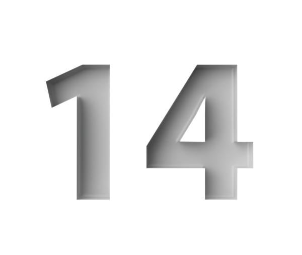 Gri arkaplan resimlerine işlenmiş ince gölgesi olan 14 numara parlak beyaz.