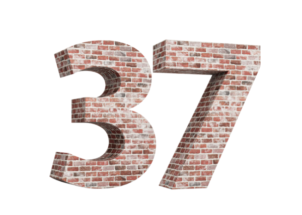 37 numara. Eski Grunge Duvarı 'ndan yapılmış. 3 boyutlu bir resim.