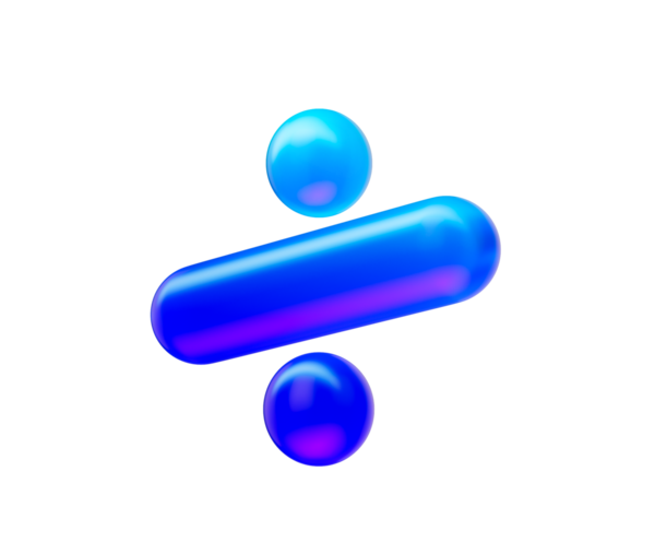 Parlak neon mavisi gradyanı ve yansıtıcı yüzeyi olan parlak bir bölme sembolü. 3d illüstrasyon
