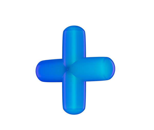 3 boyutlu mavi artı işareti, parlak, eğimli, pürüzsüz kenarlı, yuvarlak kenarlı. 3B Görüntü