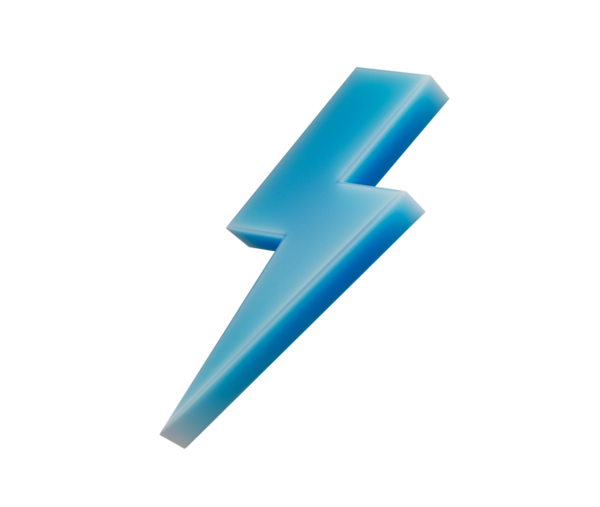 Pürüzsüz, modern ve heyecan verici görünümlü parıldayan bir 3D yıldırım simgesi. 3d illüstrasyon