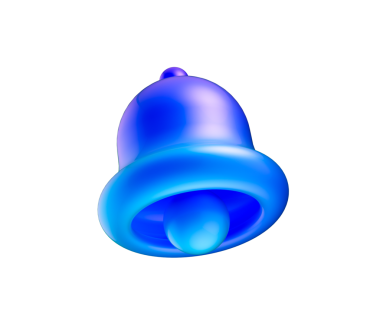 3D parlak mavi çan simgesi, uyarıları, uyarıları veya hatırlatıcıları sembolize ediyor. 3d illüstrasyon