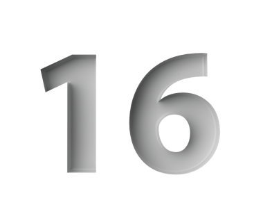 Gri Arkaplan Görünümü 'ne işlenmiş ince gölgesi olan 16 numara parlak beyaz.