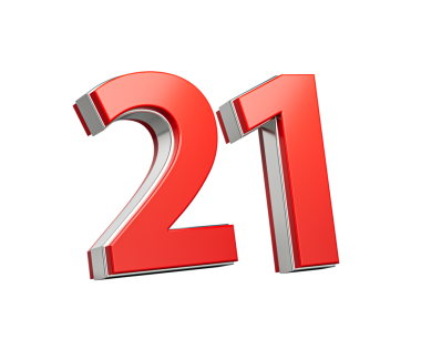 Kalın Kırmızı 21. numara Metalik Arkaplan 3 boyutlu Görüntü ile 21 numara