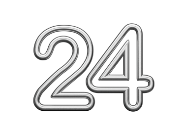 24 Numara Gümüş Metalik Beyaz Arkaplan 3B Görüntü