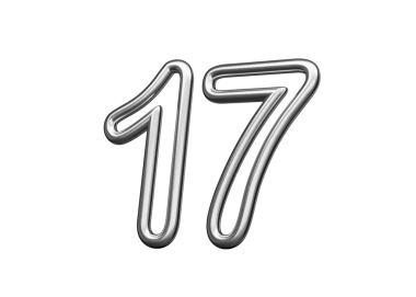 17 Numara Gümüş Metalik Beyaz Arkaplan 3D Görüntü