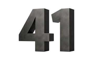 Kırk bir numara. Gri, pürüzsüz, üç boyutlu resimden yapılmış 41 basamak.