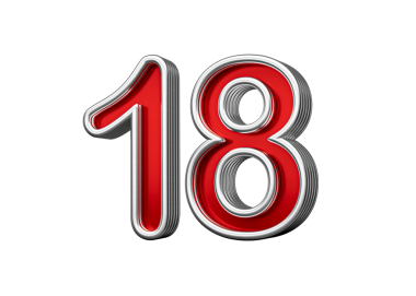 Canlı kırmızı numara 1818 Metalik Parıltı ve kıvrımlı kenarlar, 3D Görüntü