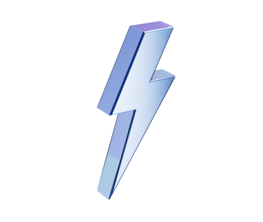 Modern ve heyecan verici görünümlü parlak bir metalik mavi yıldırım simgesi. 3d illüstrasyon