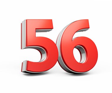 Kalın Kırmızı Numara 56 Beyaz Arkaplanda Metalik Görüntü