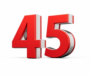Kalın Kırmızı Numara 45 Beyaz Arkaplanda Metalik Görüntü