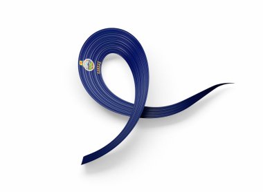 Kansas bayrak renklerinde 3 boyutlu dalgalı kurdele, ulusal gurur ve zarafetle akıyor. 3B Görüntü