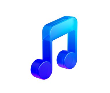 Pürüzsüz kıvrımları ve canlı bir gradyan etkisi olan parlak mavi bir nota simgesi. 3B Görüntü