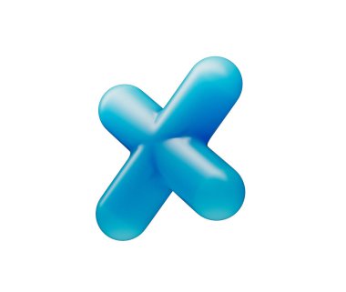 Pürüzsüz, mat mavisi kaplamalı ve yumuşak ışıklandırmalı parlak bir çarpma sembolü. 3d illüstrasyon