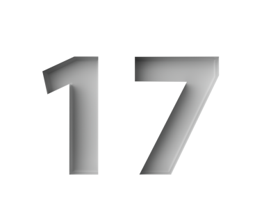 Parlak Beyaz 17 numara. Gizemli gölgesi olan 17 numara. Arkaplanda 3 boyutlu resimle süslenmiş.