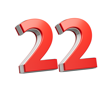 Kalın Kırmızı 22 Numara Metalik Beyaz Arkaplanda 3 boyutlu Görüntü