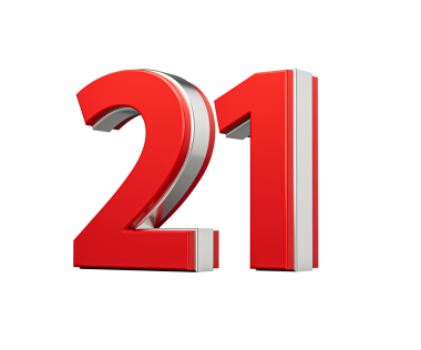 Kalın Kırmızı 21. numara Metalik Arkaplan 3 boyutlu Görüntü ile 21 numara