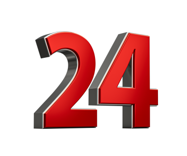 Kalın Kırmızı 24 numara Parlak Metalik Beyaz Arkaplan 3D Görüntü