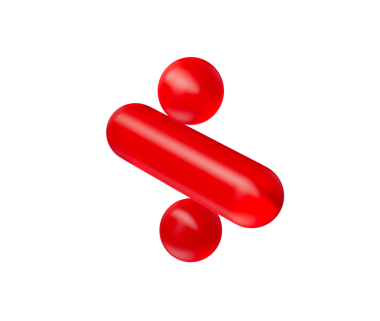 3 boyutlu parlak kırmızı bölme sembolü, parlak ve modern yansıtıcı bir görünüme sahip. 3d illüstrasyon