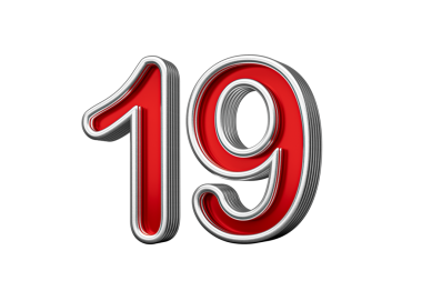 Canlı kırmızı 19 numara Metalik Parıltı ve Yanmış Kenarlı, 3D Görüntü