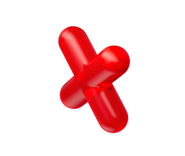 3 boyutlu parlak kırmızı çarpma sembolü, parlak ve modern yansıtıcı bir görünüme sahip. 3d illüstrasyon