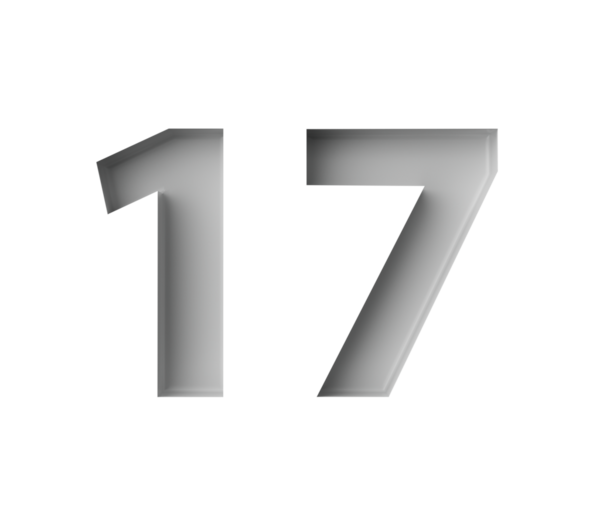 Parlak Beyaz 17 numara. Gizemli gölgesi olan 17 numara. Arkaplanda 3 boyutlu resimle süslenmiş.