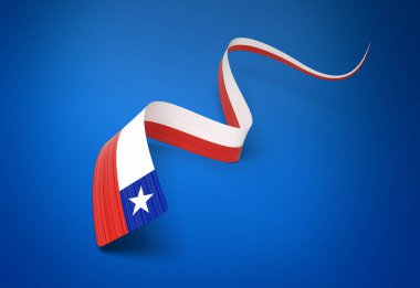 3d Şili Bayrağı 3d Dalgalı Parlak Şili Kurdelesi Mavi Arkaplanda İzole Edilmiş 3d Görüntü