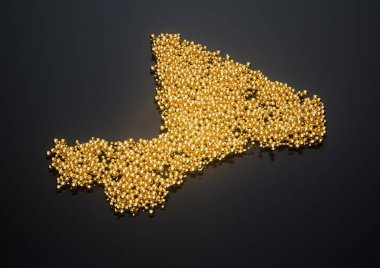Mali Haritası Yüksek Kaliteli Altın Parlak Metalik Boncuklar veya Üç Boyutlu Resimler