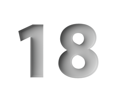 Işıl ışıl beyaz numara 18. Üstü kapalı ince bir gölgeyle Gri Arkaplan 3 boyutlu Görüntü