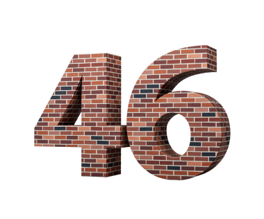 Tuğla Duvarı Numara kırk altı 46 Renkli Tuğla Duvarı 3D Görüntü