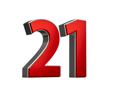 Kalın Kırmızı 21 numara Parlak Metalik Beyaz Arkaplan 3D Görüntü