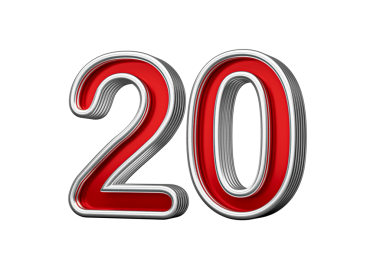 Metalik Işıltılı ve kıvrımlı kenarlı 20 numaralı canlı kırmızı, 3D Görüntü