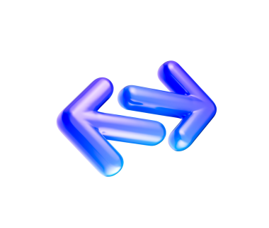 Mor ve mavi renkte, solu ve sağı gösteren iki tane parlak 3D ok. 3B Görüntü.