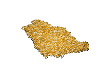 Suudi Arabistan Haritası Yüksek Kaliteli Altın Parlak Metalik Boncuklar veya 3D Taşak Resimlerinden Yapılmıştır