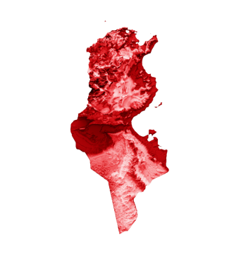 Tunisia map with the flag Colors Blue and Red Shaded relief map 3d illustration