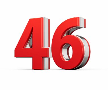 Kalın Kırmızı Numara 46 Beyaz Arkaplanda Metalik Görüntü