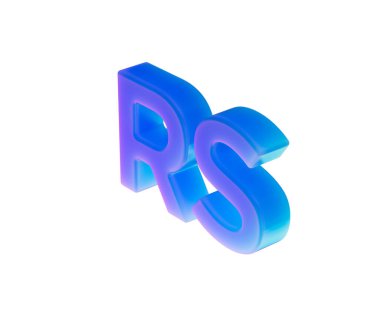 3D Gradyan mavi SC para birimi sembolü, parlak fütüristik kaplamalı modern tarz. 3B Görüntü