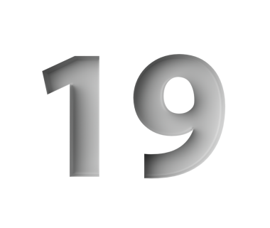 Gri arkaplan resimlerine işlenmiş ince bir gölgeyle birlikte 19 numara parlak beyaz.