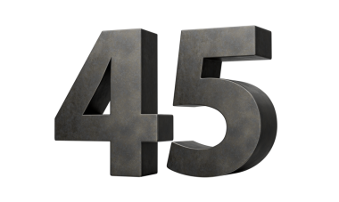 Kırk beş numara. Gri, pürüzsüz, üç boyutlu resimden yapılmış 45 basamak.