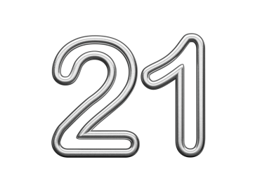 21. madde Gümüş Metalik Beyaz Arkaplan 3B Görüntü