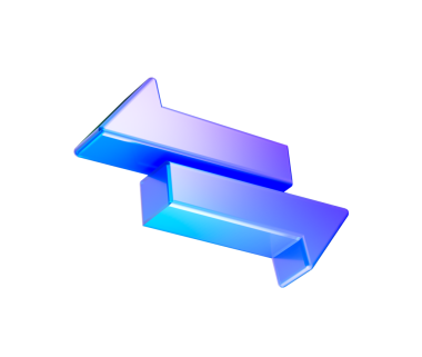 Mor ve mavi renkte, solu ve sağı gösteren iki tane parlak 3D ok. 3B Görüntü.